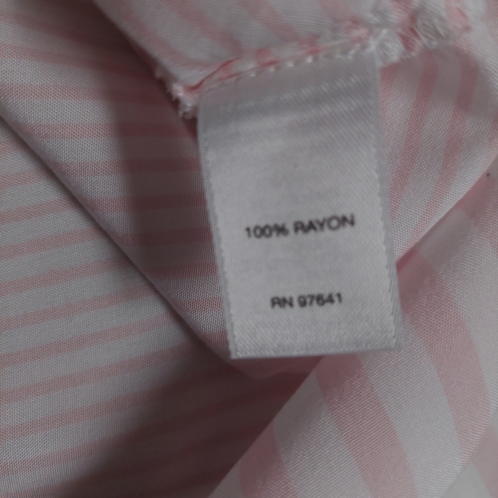 J Jill Pink White Stripped Tunic Top Button Down Light Silky Long Sleeve Size L - Picture 4 of 10